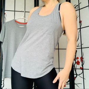 Lululemon Athletica Racer Back Chest Pocket Gray Tank